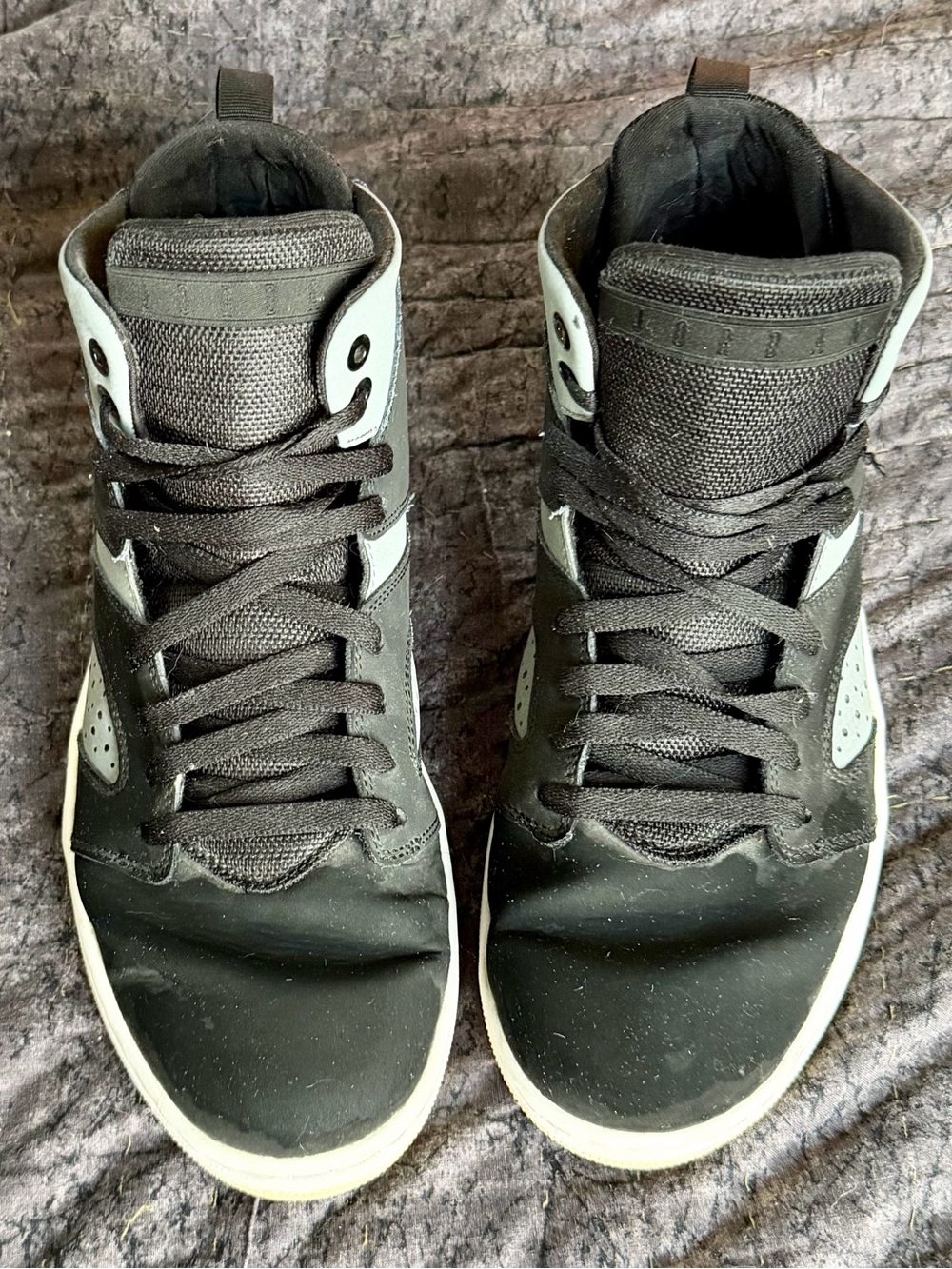 Men's Black Nike Jordan High-Top Sneakers with Light Gray Accents